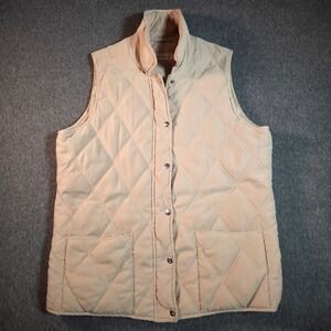Marco Pecci Womens Quilted Vest Beige Diamond Stitch Snap Zip Front Size 42